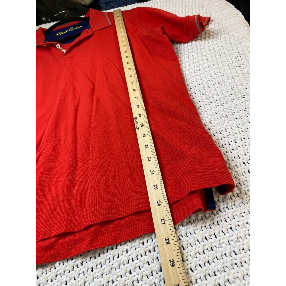 Robert Graham Mens Red Polo Shirt size Large Cotton Floral Embroidered Golf vaca - Picture 8 of 14